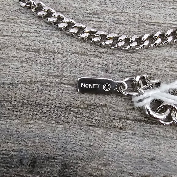 Monet Vintage Silver Tone O Chain Long Necklace - Picture 4 of 5